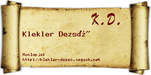 Klekler Dezső névjegykártya